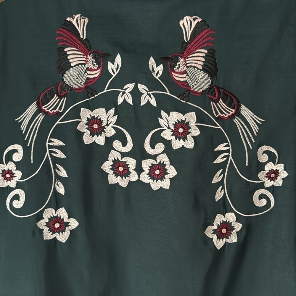 Embroidered Green Women's Top - Picture 5 of 5